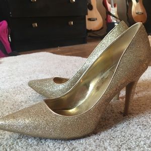 Gold sparkly heels